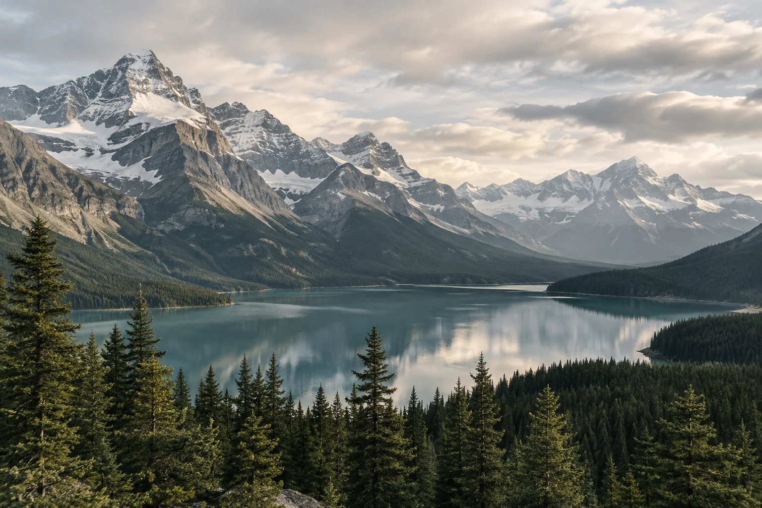 Editorial illustration of a Canadian mountain landscape
