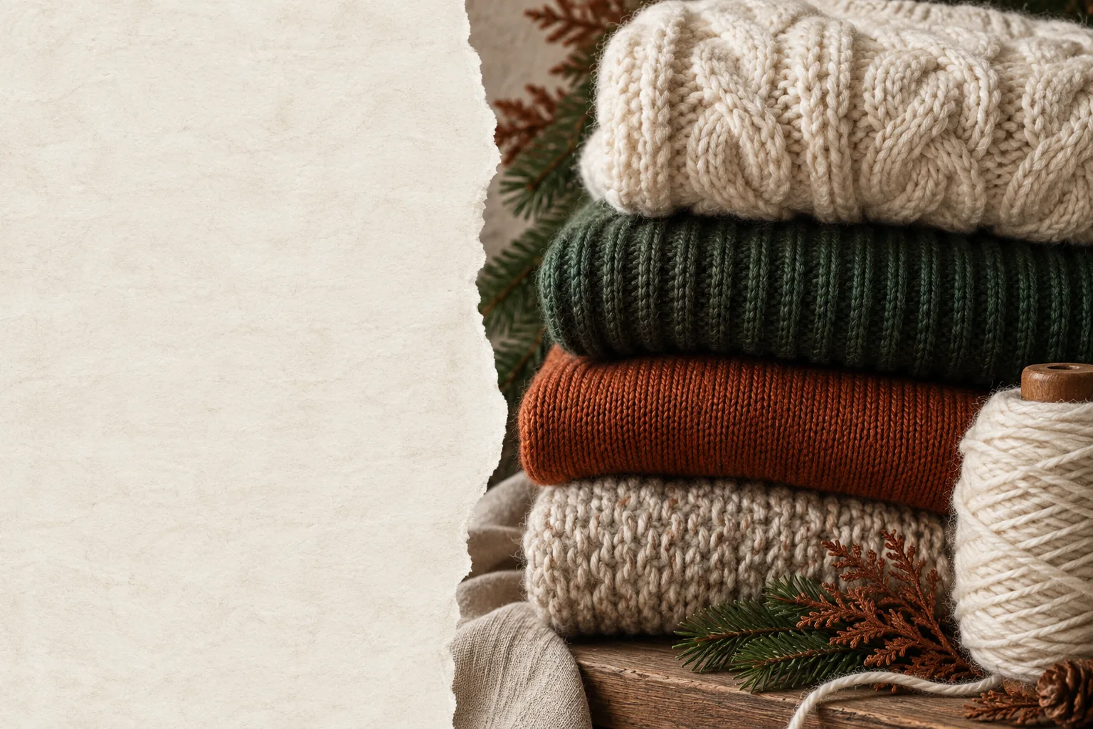Editorial illustration of folded knitwear